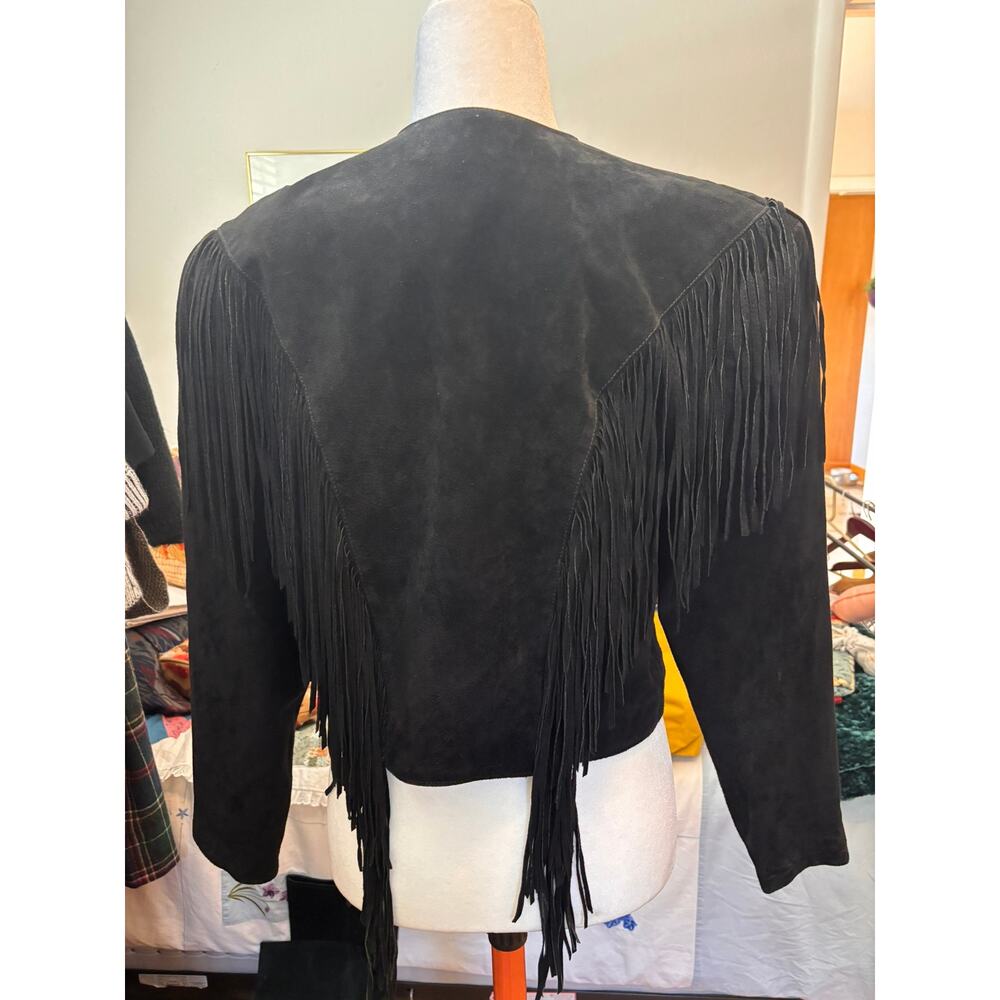 Scully Black Suede Leather Fringe Concho Western Jacket Women’s Size 12 - Picture 2 of 5